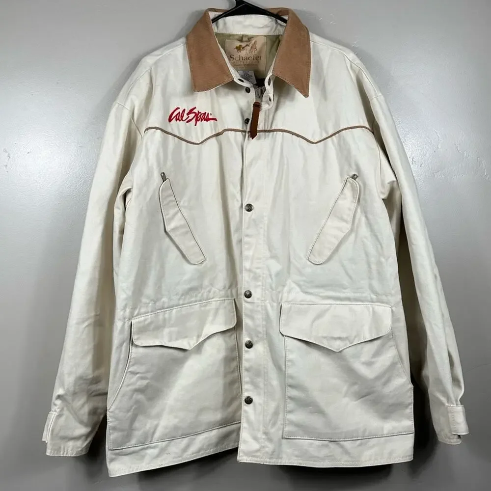 SCHAEFER MEN’S ORIGINAL DRIFTER COAT IN BONE WHITE / BROWN SIZE LARGE
